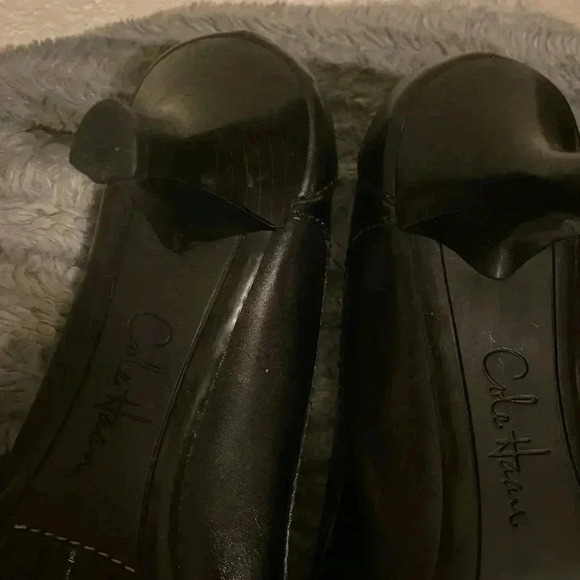Cole Haan Leather Buckle Black Kitten Heels Old Money Officewear Size 9 1/2B - Picture 6 of 7